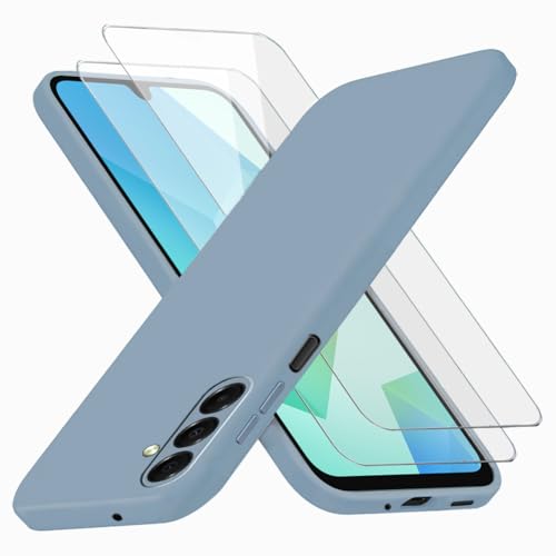 Richgle Kompatibel mit Samsung Galaxy A16 4G / 5G Hülle & [2 Stück] Glas Schutzfolie, Dünn Weich Silikon Handyhülle Schutzhülle Case Kompatibel mit Samsung Galaxy A16 4G / 5G - Lavendel Grau RG82915 von Richgle