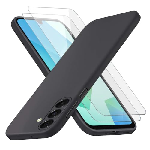 Richgle Kompatibel mit Samsung Galaxy A16 4G / 5G Hülle & [2 Stück] Glas Schutzfolie, Dünn Weich Silikon Hülle Handyhülle Schutzhülle Case Kompatibel mit Samsung Galaxy A16 4G / 5G - Schwarz RG82911 von Richgle