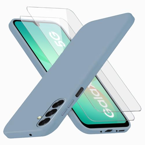 Richgle Kompatibel mit Samsung Galaxy A26 5G Hülle & [2 Stück] Glas Schutzfolie, Dünn Weich Silikon Hülle Handyhülle Schutzhülle Case Kompatibel mit Galaxy A26 5G - Lavendel Grau RG82945 von Richgle