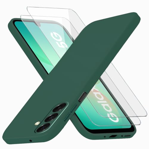 Richgle Kompatibel mit Samsung Galaxy A26 5G Hülle & [2 Stück] Glas Schutzfolie, Dünn Weich Silikon Hülle Handyhülle Schutzhülle Case Kompatibel mit Galaxy A26 5G - Nachtgrün RG82943 von Richgle