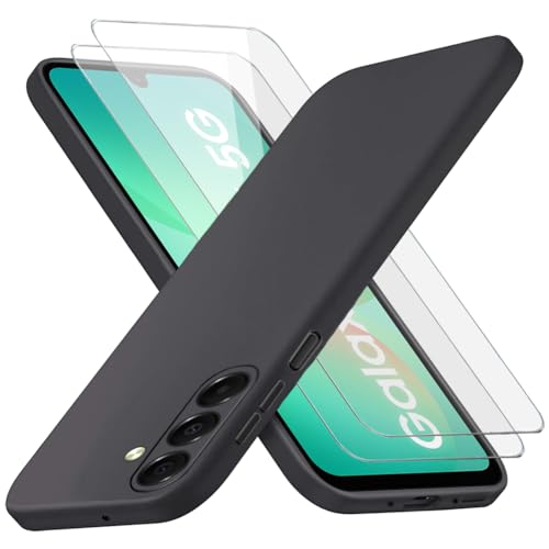 Richgle Kompatibel mit Samsung Galaxy A26 5G Hülle & [2 Stück] Glas Schutzfolie, Dünn Weich Silikon Hülle Handyhülle Schutzhülle Case Kompatibel mit Galaxy A26 5G - Schwarz RG82941 von Richgle