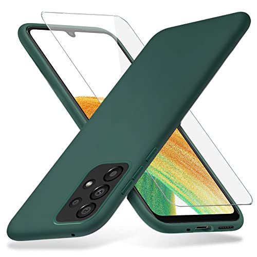 Richgle Kompatibel mit Samsung Galaxy A33 5G Hülle & Schutzfolie, Dünn Weich Silikon Hülle Handyhülle Schutzhülle Case Kompatibel mit Galaxy A33 5G - Nachtgrün RG81353 von Richgle