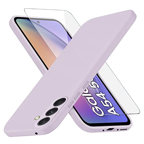 Richgle Kompatibel mit Samsung Galaxy A54 5G Hülle & Glas Schutzfolie, Dünn Weich Silikon Hülle Handyhülle Schutzhülle Case Kompatibel mit Samsung Galaxy A54 5G - Hellviolett RG81888 von Richgle