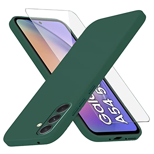 Richgle Kompatibel mit Samsung Galaxy A54 5G Hülle & Glas Schutzfolie, Dünn Weich Silikon Hülle Handyhülle Schutzhülle Case Kompatibel mit Samsung Galaxy A54 5G - Nachtgrün RG81885 von Richgle