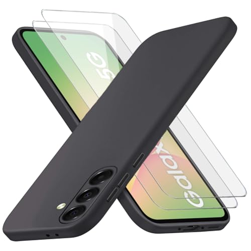 Richgle Kompatibel mit Samsung Galaxy A56 5G Hülle & [2 Stück] Glas Schutzfolie, Dünn Weich Silikon Hülle Handyhülle Schutzhülle Case Kompatibel mit Samsung Galaxy A56 5G - Schwarz RG82977 von Richgle