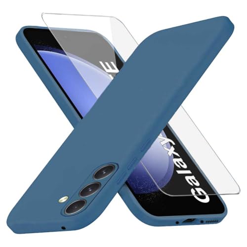 Richgle Kompatibel mit Samsung Galaxy S23 FE 5G Hülle & Glas Schutzfolie, Dünn Weich Silikon Hülle Handyhülle Schutzhülle Case Kompatibel mit Galaxy S23 FE 5G - Blau RG82604 von Richgle