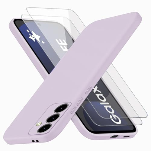 Richgle Kompatibel mit Samsung Galaxy S24 FE Hülle & [2 Stück] Glas Schutzfolie, Dünn Weich Silikon Hülle Handyhülle Schutzhülle Case Kompatibel mit Samsung Galaxy S24 FE - Hellviolett RG82884 von Richgle
