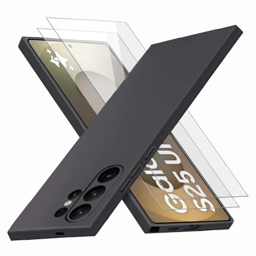 Richgle Kompatibel mit Samsung Galaxy S25 Ultra Hülle & [2 Stück] Glas Schutzfolie, Dünn Weich Silikon Hülle Handyhülle Schutzhülle Case Kompatibel mit Galaxy S25 Ultra - Schwarz RG82927 von Richgle