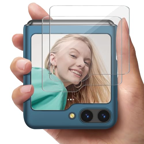 Richgle Kompatibel mit Samsung Galaxy Z Flip 6 Hülle & [2 Stück] Glas Schutzfolie, Sehr Dünn Harte Hülle Handyhülle Schutzhülle Case Kompatibel mit Samsung Galaxy Z Flip 6 5G - Blau RG01584 von Richgle