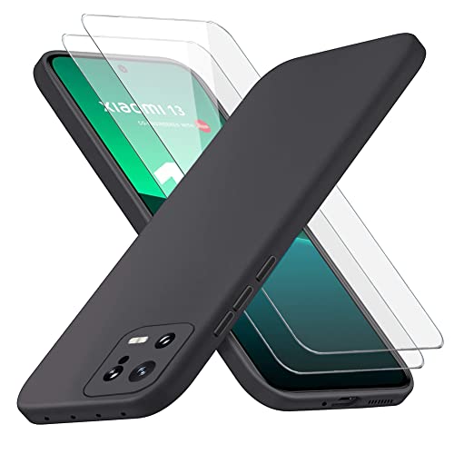 Richgle Kompatibel mit Xiaomi 13 5G Hülle & [2 Stück] Glas Schutzfolie, Dünn Weich Silikon Hülle Handyhülle Schutzhülle Case Kompatibel mit Xiaomi 13 5G - Schwarz RG81896 von Richgle