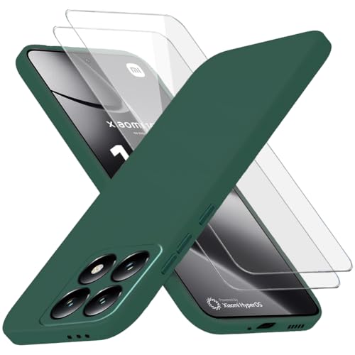 Richgle Kompatibel mit Xiaomi 14T Hülle & [2 Stück] Glas Schutzfolie, Dünn Weich Silikon Hülle Handyhülle Schutzhülle Case Kompatibel mit Xiaomi 14T - Nachtgrün RG82863 von Richgle