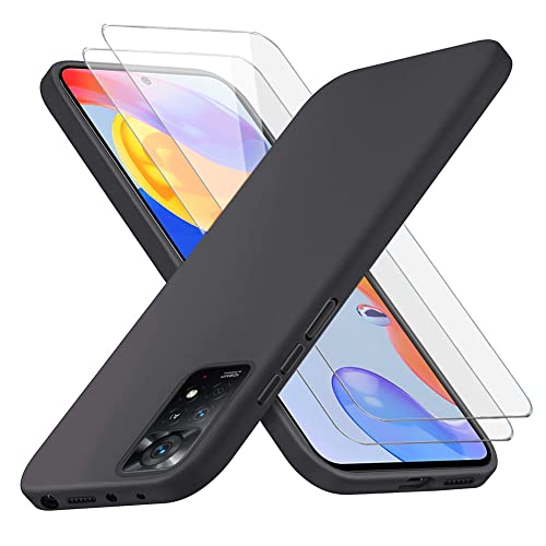 Richgle Kompatibel mit Xiaomi Redmi Note 11 Pro 4G / 5G Hülle & [2 Stück] Schutzfolie, Dünn Weich Silikon Handyhülle Schutzhülle Case Kompatibel mit Redmi Note 11 Pro 5G - Schwarz RG81230 von Richgle