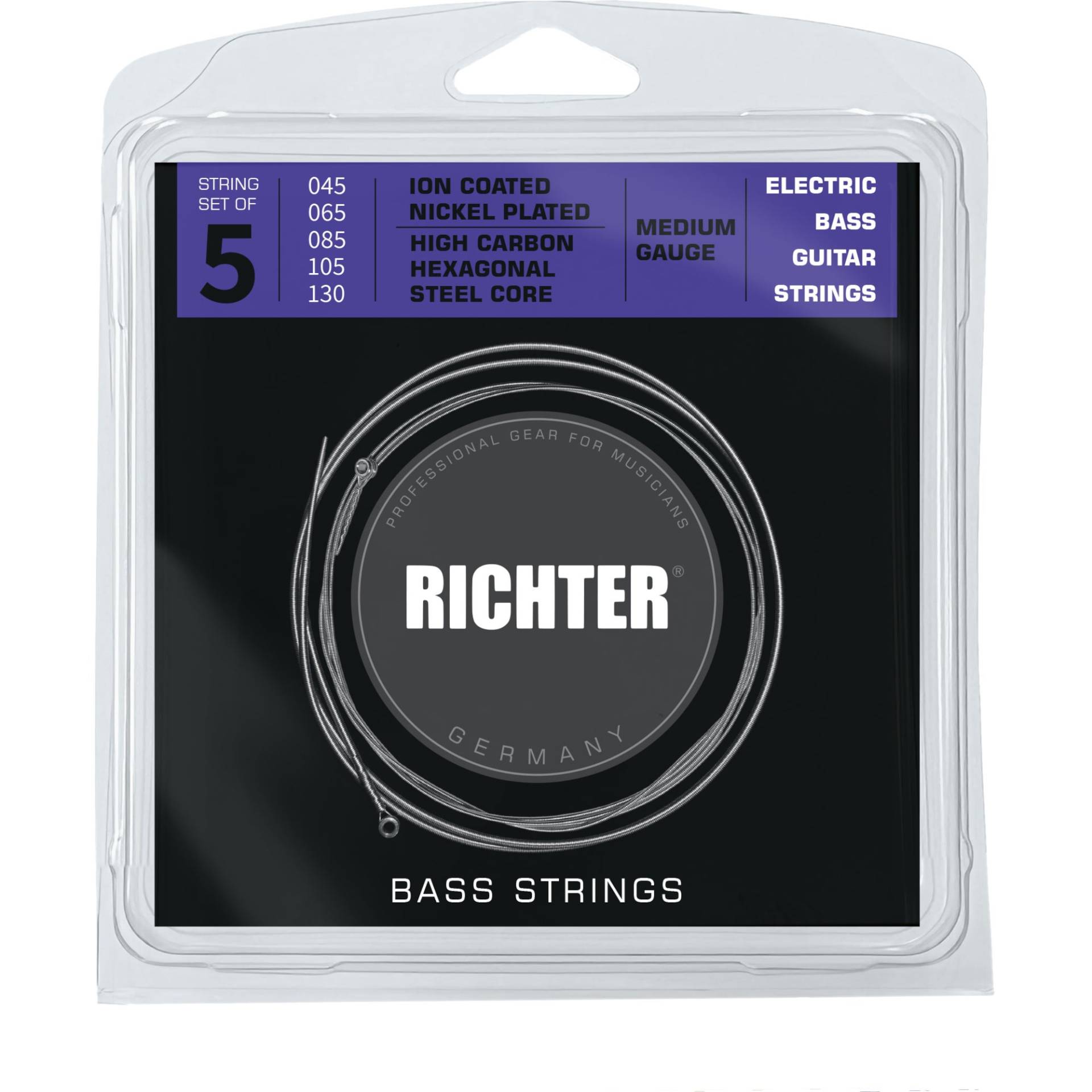 Richter 1808 Electric Bass Strings Set 45-130 5-String Bass Strings von Richter