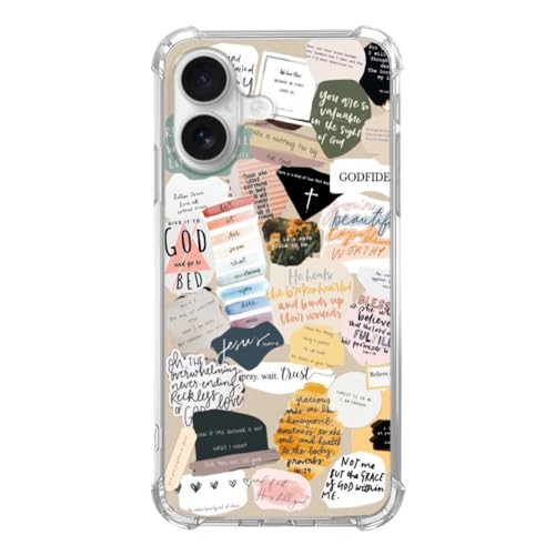 Ricin Relun Schutzhülle für iPhone 16, christliche positive Zitate, Wörter, Collage, für iPhone 16, weiche TPU-Stoßdämpferhülle Ricin Relun Schutzhülle für iPhone 16, christliche positive Zitate, Wörter, Collage, für iPhone 16, weiche TPU-Stoßdämpferhülle von Ricin Relun