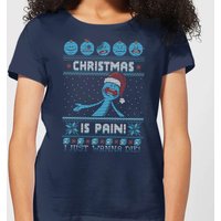 Rick and Morty Christmas Mr Meeseeks Pain Damen T-Shirt - Navy Blau - L von Rick and Morty
