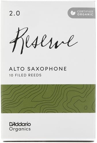 D'Addario Organisch Reserve Alto Saxophon-Stimmzungen - Saxophonrohre - Das erste und einzige Bio-Schilfrohr - 2.0 Stärke, 10 Packung von Rico