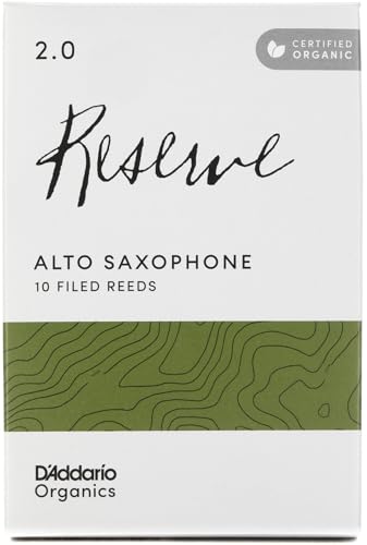 D'Addario Organisch Reserve Alto Saxophon-Stimmzungen - Saxophonrohre - Das erste und einzige Bio-Schilfrohr - 2.0 Stärke, 10 Packung von D'Addario
