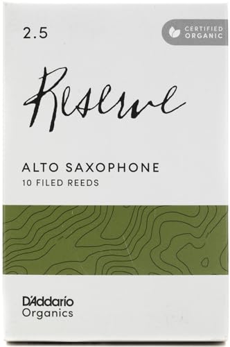 D'Addario Organisch Reserve Alto Saxophon-Stimmzungen - Saxophonrohre - Das erste und einzige Bio-Schilfrohr - 2.5 Stärke, 10 Packung von Rico