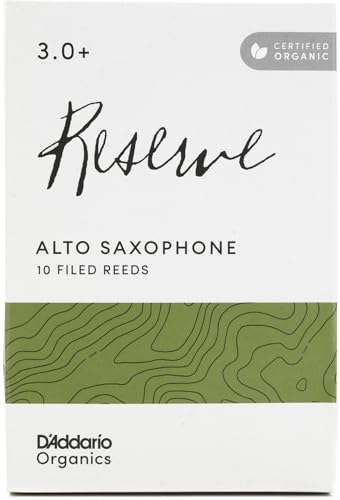 D'Addario Organisch Reserve Alto Saxophon-Stimmzungen - Saxophonrohre - Das erste und einzige Bio-Schilfrohr - 3.0+ Stärke, 10 Packung von Rico