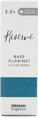 D'Addario Organisch Reserve Bass Klarinettenblätter - Rohrblätter für Klarinette - Das erste und einzige Bio-Schilfrohr - 3.0+ Stärke, 10 Packung von Rico