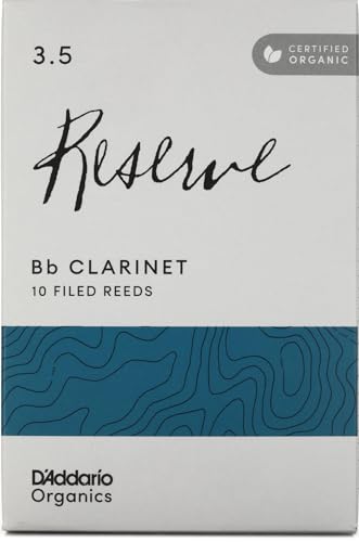 D'Addario Organisch Reserve Bb Klarinettenblätter - Rohrblätter für Klarinette - Das erste und einzige Bio-Schilfrohr - 3.5 Stärke, 10 Packung von D'Addario