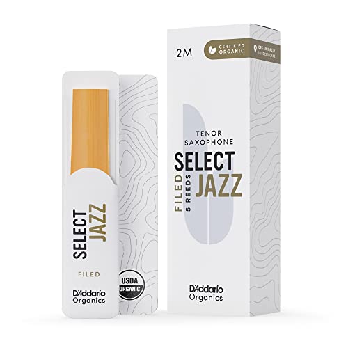 D'Addario Organisch Select Jazz Filed Tenor Saxophon-Stimmzungen - Saxophonrohre - Das erste und einzige Bio-Schilfrohr - 2 Mittel, 5 Packung von Rico