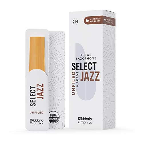 D'Addario Organisch Select Jazz Unfiled Tenor Saxophon-Stimmzungen - Saxophonrohre - Das erste und einzige Bio-Schilfrohr - 2 Hart, 5 Packung von Rico
