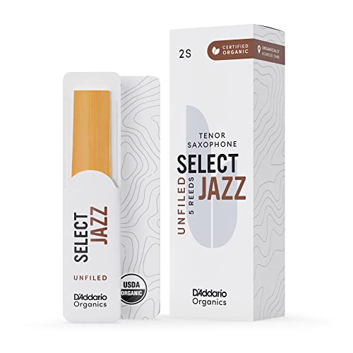 D'Addario Organisch Select Jazz Unfiled Tenor Saxophon-Stimmzungen - Saxophonrohre - Das erste und einzige Bio-Schilfrohr - 2 Weich, 5 Packung von Rico