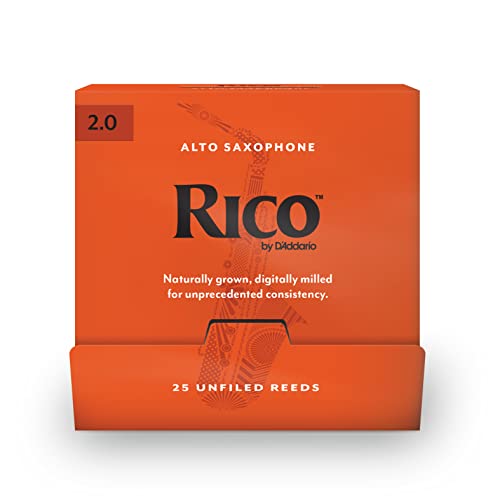 D'Addario Rico Altsaxophon-Blätter, Stärke 2, einzeln versiegelt, 25er-Pack von Rico