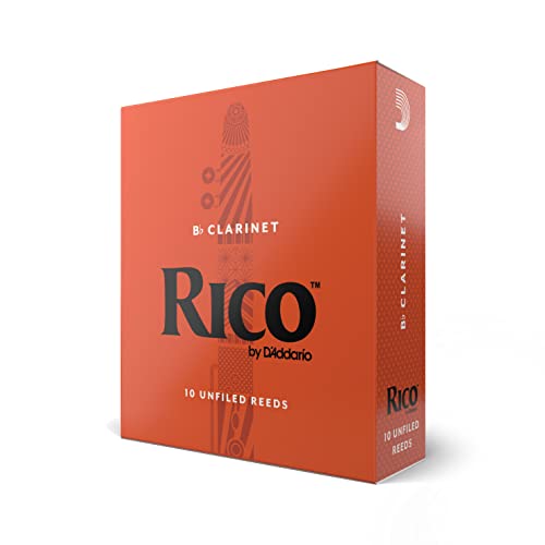 Rico by D'Addario Bb-Klarinettenblätter | Hochpräzise gefertigt | Böhm | Klarinettenblätter 2 Stärke | 10er-Packung | Warmer voller Ton | Angenehmes Spielgefühl von Rico