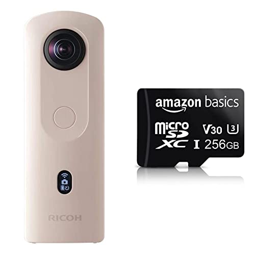 Ricoh Imaging Theta SC2 - BEIGE Kompaktkameras BEIGE & Amazon Basics - MicroSDXC, 256 GB, mit SD-Adapter, A2, U3, lesegeschwindigkeit von bis zu 100 Mbit/s, Schwarz von Ricoh Imaging