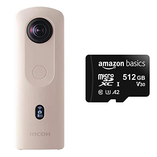 Ricoh Imaging Theta SC2 - BEIGE Kompaktkameras BEIGE & Amazon Basics - MicroSDXC, 512 GB, mit SD-Adapter, A2, U3, lesegeschwindigkeit von bis zu 100 Mbit/s von Ricoh Imaging