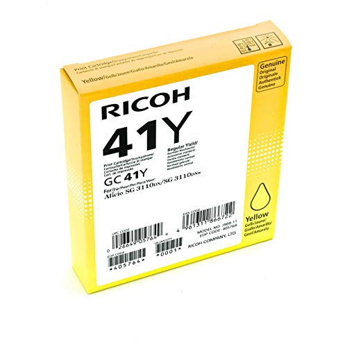 Ricoh GC-41Y gelpatrone gelb hohe Kapazität 2.200 Seiten 1er-Pack u.a. Fuer SG 7100DN SG 3100SNw, SG 3110SFNw SG 3120BSFNw von Ricoh