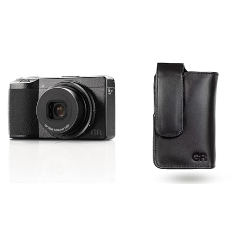Ricoh GR IIIx Digitalkamera [Brennweite 40 mm] [Ausgestattet mit großem CMOS-Sensor im APS-C-Format mit 24 & Echtleder-Tasche GC-11 [Kompatible Modelle: GR III von Ricoh