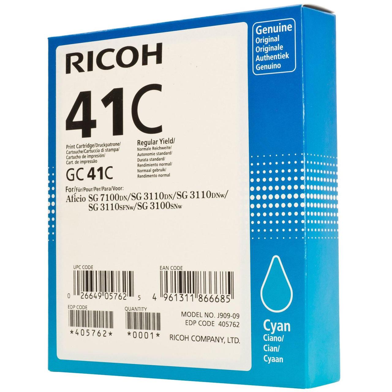 Ricoh Original Type GC 41C Druckerpatrone - cyan (405762) von Ricoh