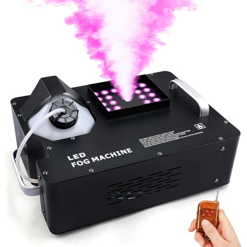 Ridgeyard 1500 WATT Nebelmaschine, 3 in 1 24 RGB LED Nebel Maschine mit kabelloser Fernbedienung UND LED Licht, Tragbar, Passend für Halloween, Weihnachten, Hochzeitsfeiern & Bühnenauftritte usw von Ridgeyard