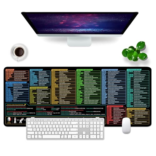 Excel Shortcuts Mauspad Schwarz Schreibtischunterlage XL Große Gaming Mouse Pad Memo Schreibtisch Mat Tastatur Mouse Mat (Italienisch) von Ridilozey