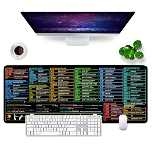Excel Shortcuts Mauspad Schwarz Schreibtischunterlage XL Große Gaming Mouse Pad Memo Schreibtisch Mat Tastatur Mouse Mat (Spanisch) von Ridilozey
