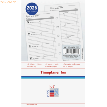 10 x Rido Wochenkalendarium 1 Woche/2 Seiten 7,6x12,7cm 2026 10 x Rido Wochenkalendarium 1 Woche/2 Seiten 7,6x12,7cm 2026 von Rido