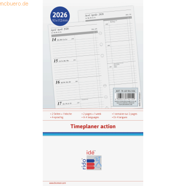 Rido Wochenkalendarium 1 Woche/2 Seiten 9,3x17,2 cm 2026 von Rido