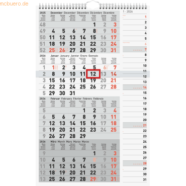 Rido 4-Monatskalender Kombi 30x49cm 2026 Rido 4-Monatskalender Kombi 30x49cm 2026 von Rido