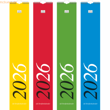 4 x Rido Streifenkalender 12x66cm 1 Monat/Seite 2026 von Rido