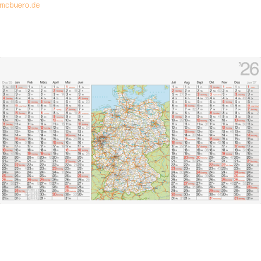 5 x Rido Plakatkalender Deutschland 114x64cm quer 2026 von Rido