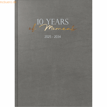 Rido Buchkalender 10-Jahre 2025-2034 A4 Kunstleder grau von Rido