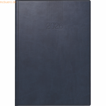 Rido Buchkalender Roma 1 14,2x20cm 1 Tag/Seite Kunstleder blau 2026 von Rido