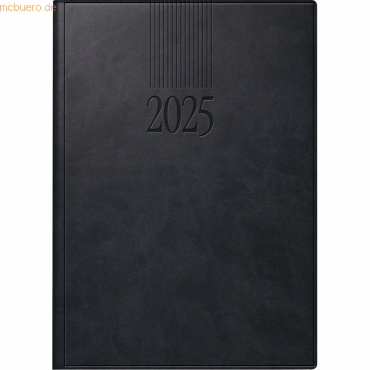 Rido Buchkalender Roma 1 14,2x20cm 1 Tag/Seite Kunstleder schwarz 2025 von Rido