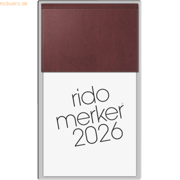 Rido Tischkalender Merker 10,8x20,1cm PP dunkelrot 2026 von Rido