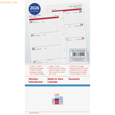 Rido Wochenkalendarium Timing Special 8,7x15,3cm 1 Woche/2 Seiten 2026 von Rido
