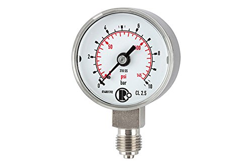 RIEGLER 102410-4105 Standardmanometer, CrNi-Stahl, G 1/4 unten, 0-6,0 bar, Ø 40, 1Stk von Riegler