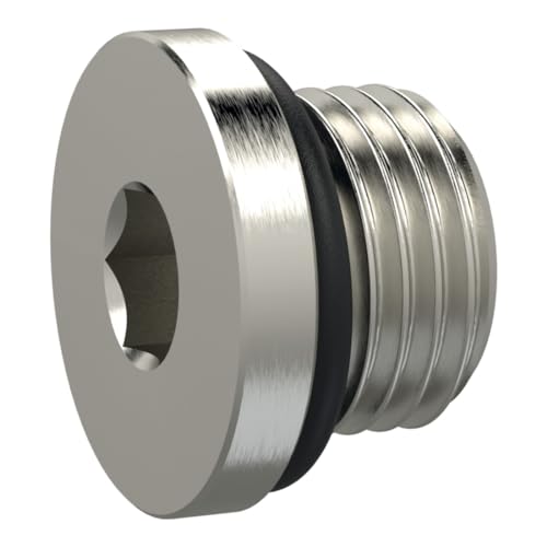 RIEGLER 111414-233.07-N Verschlussschraube, Innensechskant 19 mm, G 1, NBR O-Ring, MSN, 1Stk von Riegler